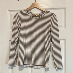J. Crew Women's Long Sleeve Striped Tee - Gray and White